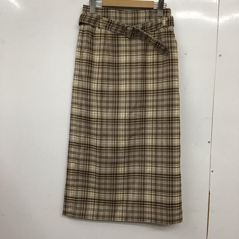 ローリーズファーム LOWRYS FARM スカート ロングスカート LF520060AD タイトスカート ベルト付き M チェック 茶 / ブラウン / brown X ベージュ / ベージュ / beige レディース USED 古着 中古 10157958