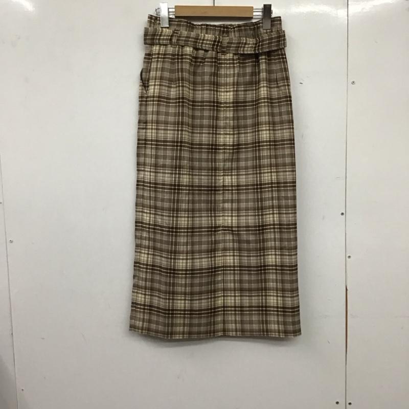 ローリーズファーム LOWRYS FARM スカート ロングスカート LF520060AD タイトスカート ベルト付き M チェック 茶 / ブラウン / brown X ベージュ / ベージュ / beige レディース USED 古着 中古 10157958