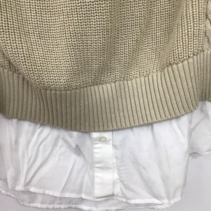 ムルーア MURUA ニット、セーター 長袖 012120402101-01 ベストドッキングシアーシャツ FREE 無地 白 / ホワイト / white X ベージュ / ベージュ / beige レディース USED 古着 中古 10157964