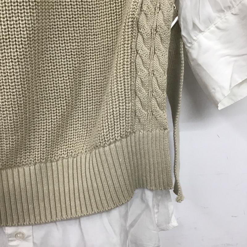 ムルーア MURUA ニット、セーター 長袖 012120402101-01 ベストドッキングシアーシャツ FREE 無地 白 / ホワイト / white X ベージュ / ベージュ / beige レディース USED 古着 中古 10157964