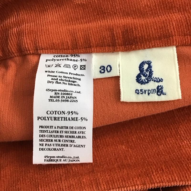 フォーティーファイブアールピーエム 45RPM パンツ ワークパンツ、ペインターパンツ コーデュロイパンツ 30 カジュアルパンツ 30 無地 橙 / オレンジ / orange レディース USED 古着 中古 10157983