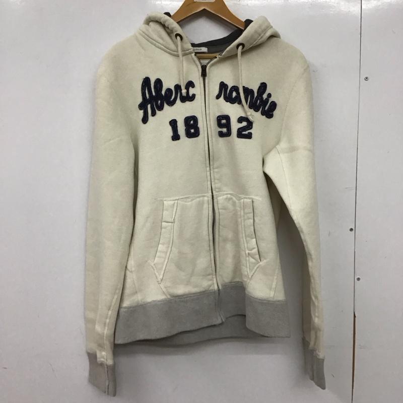 アバクロンビーアンドフィッチ ABERCROMBIE&FITCH パーカー 長袖 ジップアップパーカー 長袖パーカー カジュアルジャケット S ロゴ、文字 アイボリー / アイボリー / メンズ USED 古着 中古 10158001