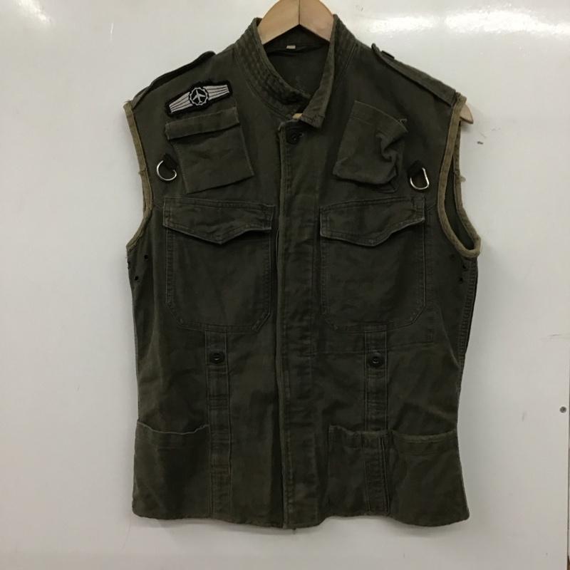 古着 USED ベスト ベスト ベスト ノースリーブカットソー 前ボタン ミリタリー 無地 カーキ / カーキ / khaki メンズ USED 古着 中古 10158003
