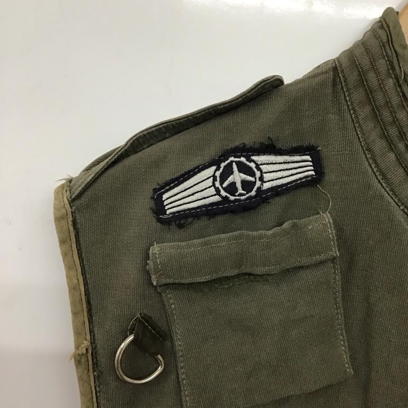 古着 USED ベスト ベスト ベスト ノースリーブカットソー 前ボタン ミリタリー 無地 カーキ / カーキ / khaki メンズ USED 古着 中古 10158003