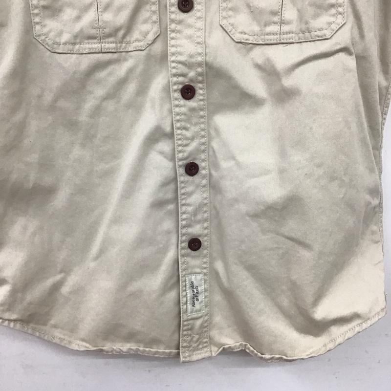 アバクロンビーアンドフィッチ ABERCROMBIE&FITCH シャツ、ブラウス 半袖 半袖シャツ 無地シャツ ポケットシャツ M ダメージ加工 アイボリー / アイボリー / メンズ USED 古着 中古 10158004