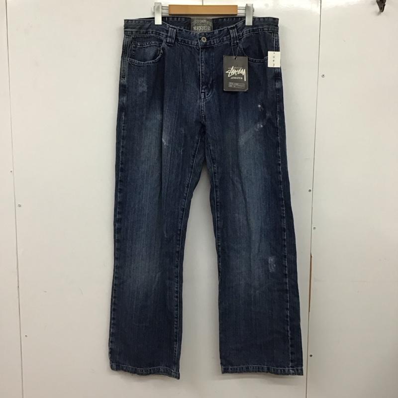 ステューシー STUSSY パンツ デニム、ジーンズ デニムパンツ ワイドパンツ カジュアルパンツ 36 ロゴ、文字 X ダメージ加工 インディゴ / インディゴ / Indigo メンズ USED 古着 中古 10158028