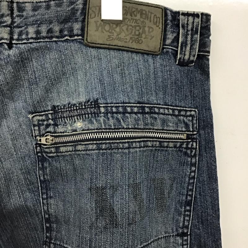 ステューシー STUSSY パンツ デニム、ジーンズ デニムパンツ ワイドパンツ カジュアルパンツ 36 ロゴ、文字 X ダメージ加工 インディゴ / インディゴ / Indigo メンズ USED 古着 中古 10158028