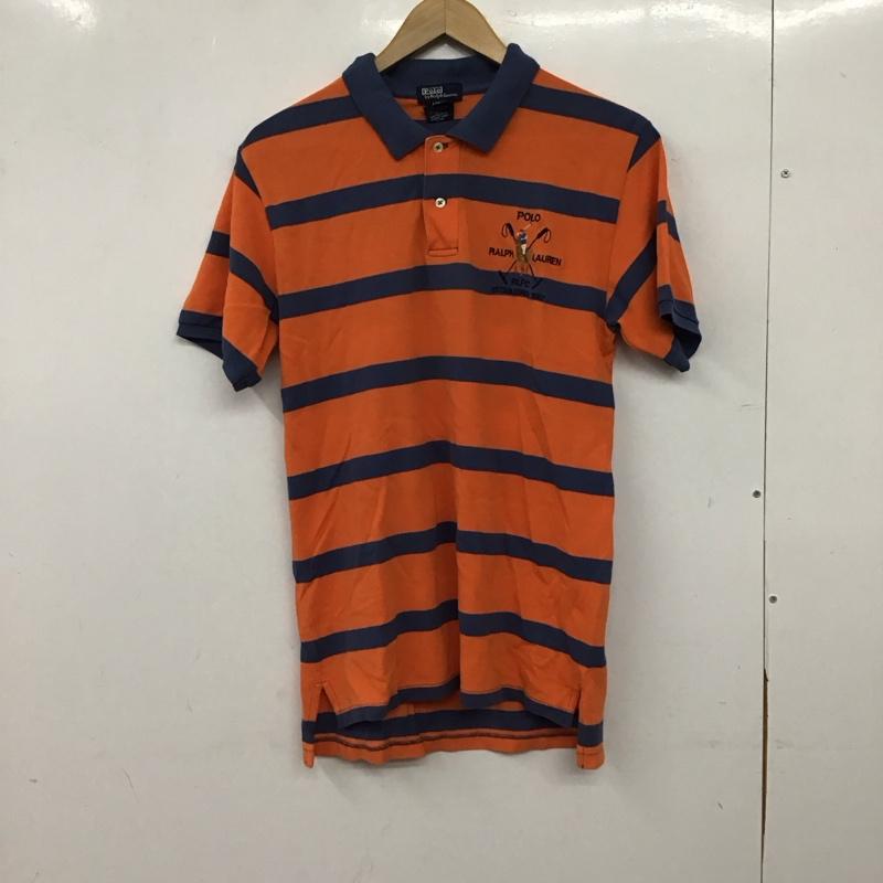 ポロバイラルフローレン Polo by RALPH LAUREN ポロシャツ 半袖 半袖ポロシャツ カラーシャツ 半袖カットソー L ボーダー柄 橙 / オレンジ / orange メンズ USED 古着 中古 10158032
