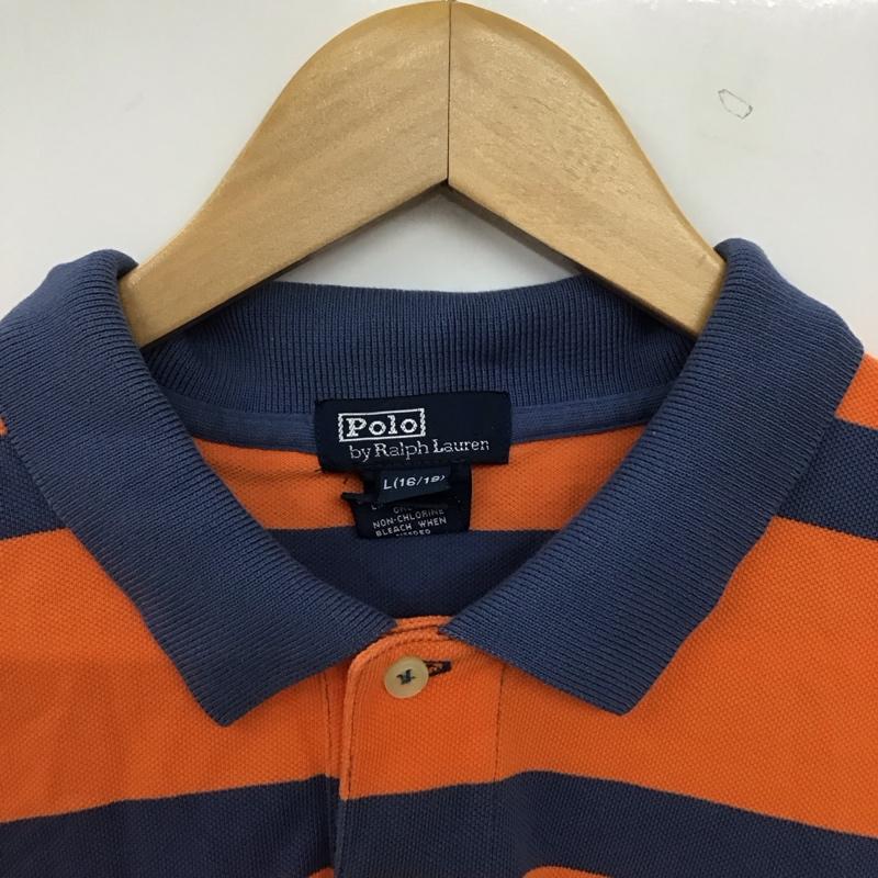 ポロバイラルフローレン Polo by RALPH LAUREN ポロシャツ 半袖 半袖ポロシャツ カラーシャツ 半袖カットソー L ボーダー柄 橙 / オレンジ / orange メンズ USED 古着 中古 10158032