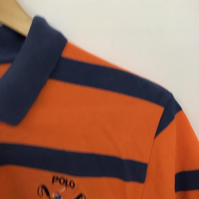ポロバイラルフローレン Polo by RALPH LAUREN ポロシャツ 半袖 半袖ポロシャツ カラーシャツ 半袖カットソー L ボーダー柄 橙 / オレンジ / orange メンズ USED 古着 中古 10158032