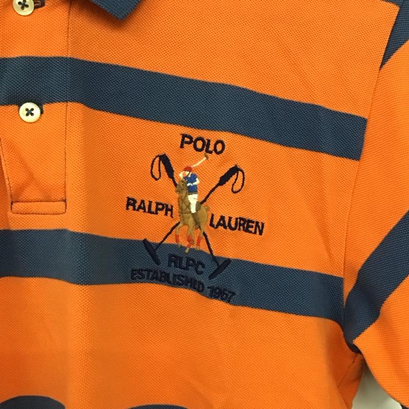 ポロバイラルフローレン Polo by RALPH LAUREN ポロシャツ 半袖 半袖ポロシャツ カラーシャツ 半袖カットソー L ボーダー柄 橙 / オレンジ / orange メンズ USED 古着 中古 10158032