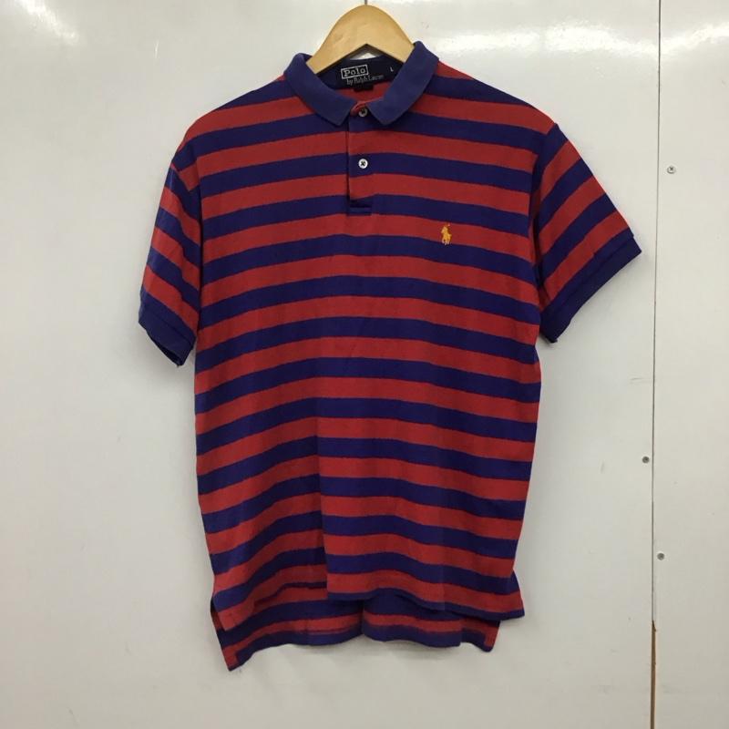 ポロバイラルフローレン Polo by RALPH LAUREN ポロシャツ 半袖 半袖ポロシャツ カラーシャツ 半袖カットソー L ボーダー柄 青 / ブルー / blue X 赤 / レッド / red メンズ USED 古着 中古 10158033