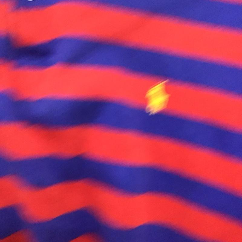 ポロバイラルフローレン Polo by RALPH LAUREN ポロシャツ 半袖 半袖ポロシャツ カラーシャツ 半袖カットソー L ボーダー柄 青 / ブルー / blue X 赤 / レッド / red メンズ USED 古着 中古 10158033