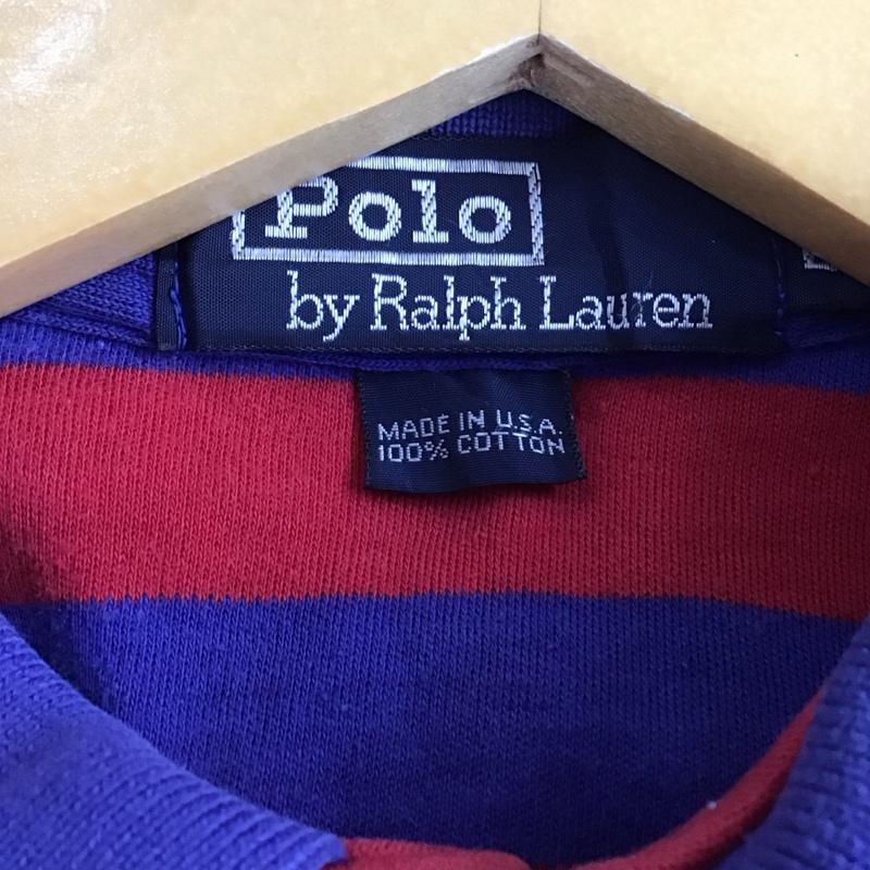 ポロバイラルフローレン Polo by RALPH LAUREN ポロシャツ 半袖 半袖ポロシャツ カラーシャツ 半袖カットソー L ボーダー柄 青 / ブルー / blue X 赤 / レッド / red メンズ USED 古着 中古 10158033