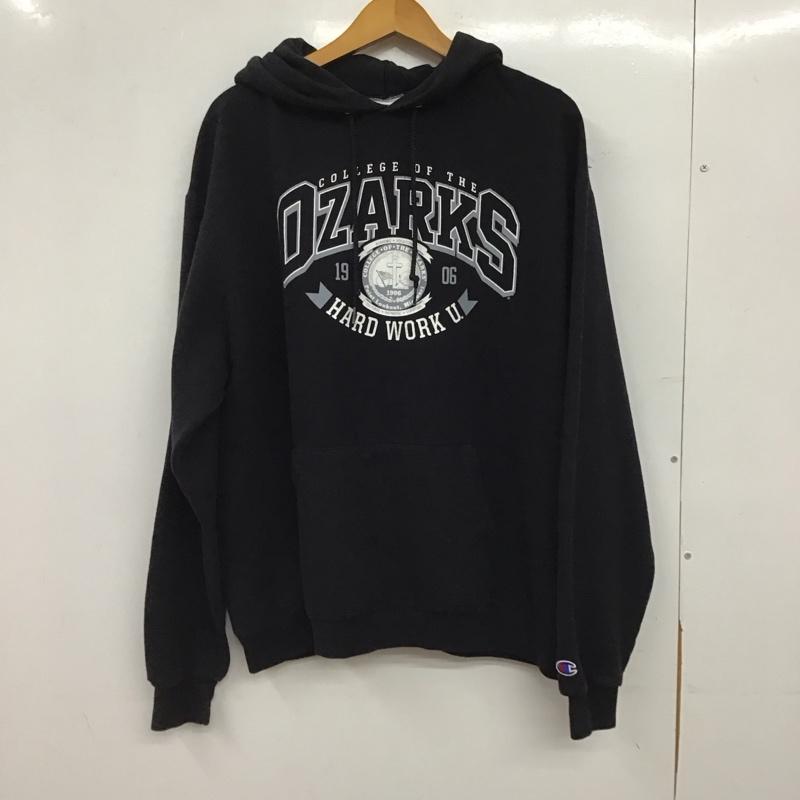 チャンピオン Champion パーカー 長袖 長袖パーカー プルオーバーパーカー スウェット L ロゴ、文字 黒 / ブラック / black メンズ USED 古着 中古 10158035