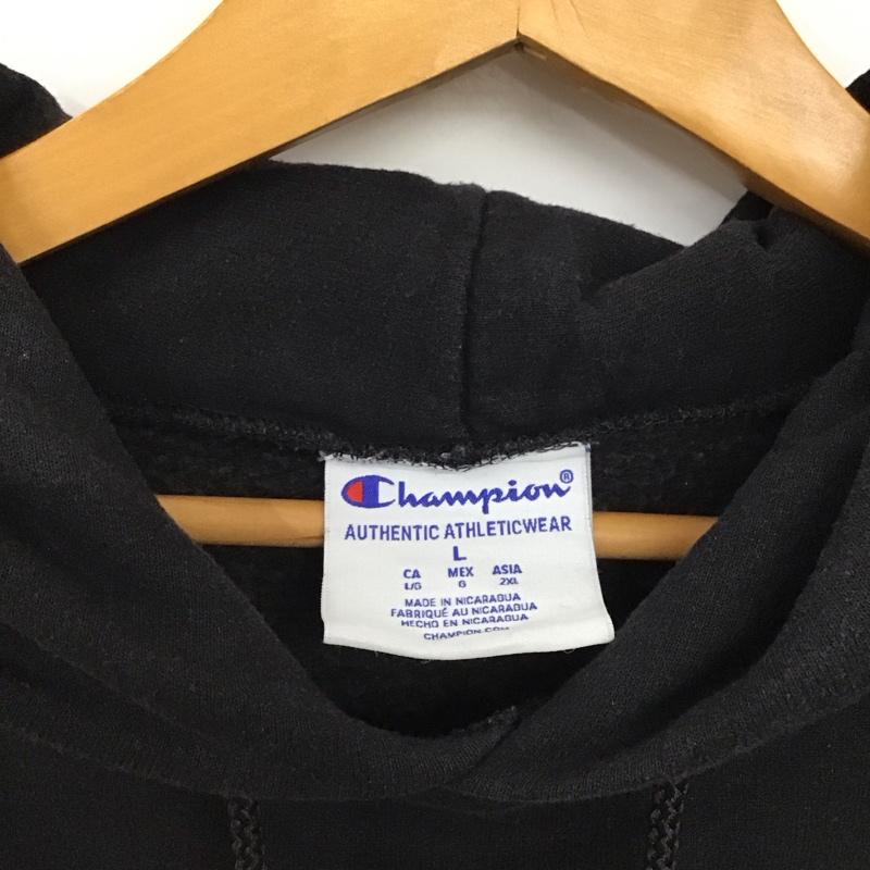 チャンピオン Champion パーカー 長袖 長袖パーカー プルオーバーパーカー スウェット L ロゴ、文字 黒 / ブラック / black メンズ USED 古着 中古 10158035