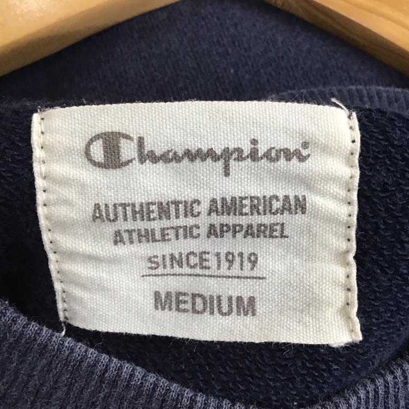チャンピオン Champion トレーナー 長袖 長袖トレーナー スウェット クルーネック プルオーバー M ロゴ、文字 紺 / ネイビー / navy メンズ USED 古着 中古 10158036