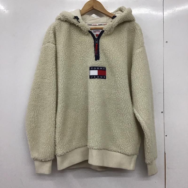 トミー ジーンズ TOMMY JEANS ジャケット、上着 ジャンパー、ブルゾン プルオーバーフリースジャケット M ロゴ、文字 アイボリー / アイボリー / レディース USED 古着 中古 10158038