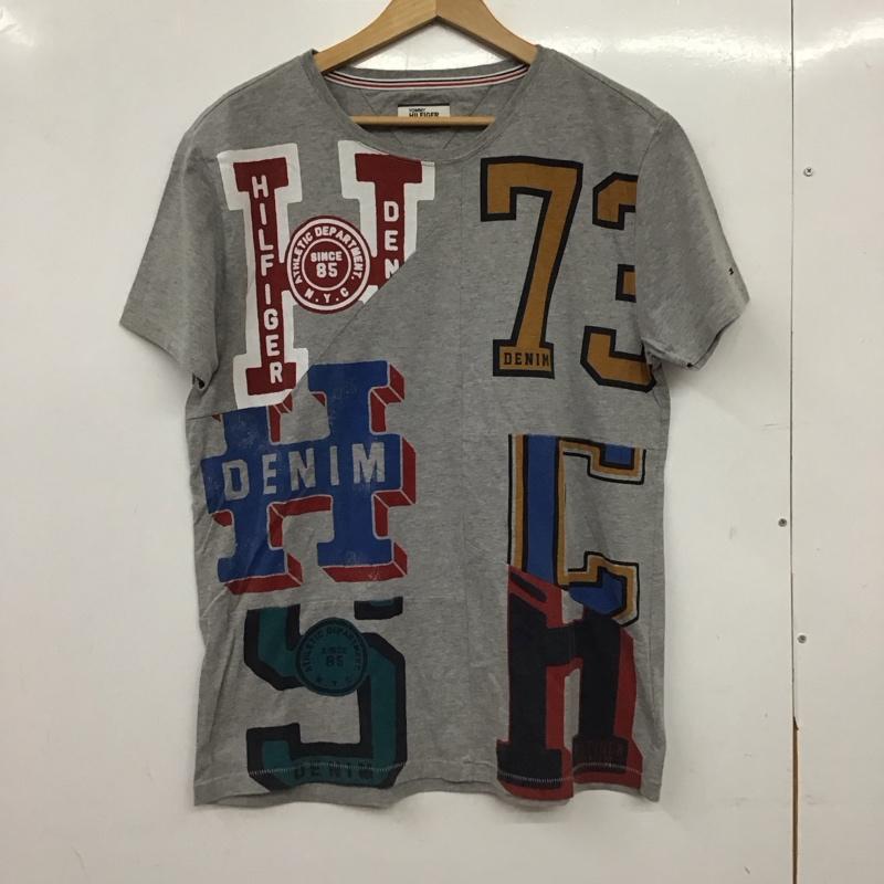 トミーヒルフィガー TOMMY HILFIGER Tシャツ 半袖 半袖カットソー プリントTシャツ クルーネックカットソー L ロゴ、文字 灰 / グレー / gray メンズ USED 古着 中古 10158048