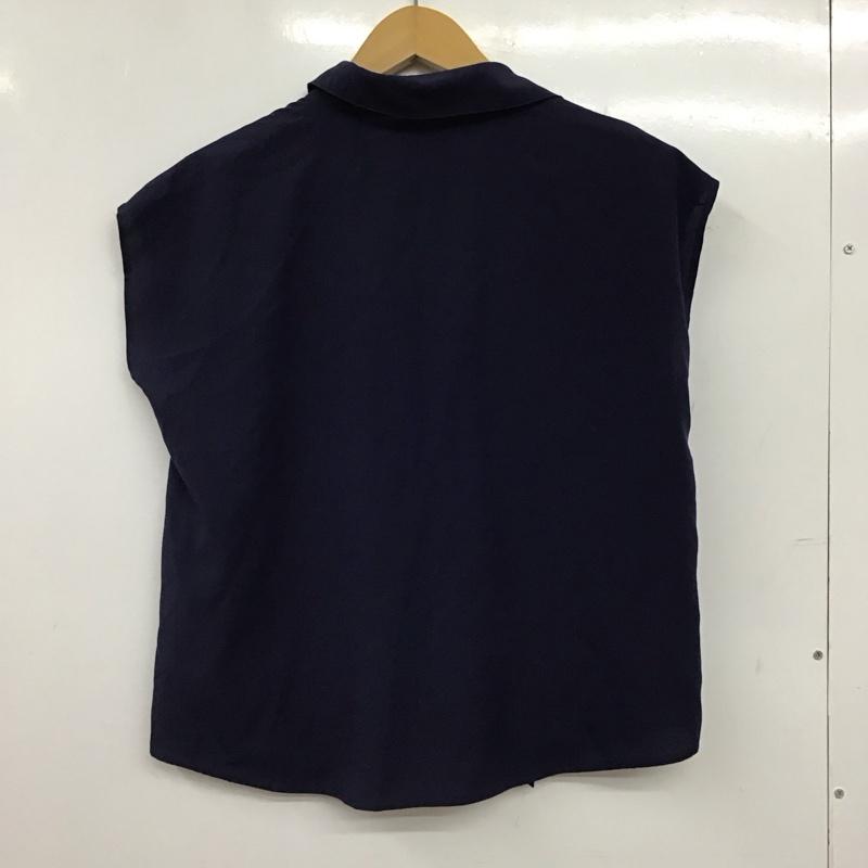 エアー Aer シャツ、ブラウス 半袖 ノースリーブシャツ フロントボタン 38 無地 紺 / ネイビー / navy レディース USED 古着 中古 10158054