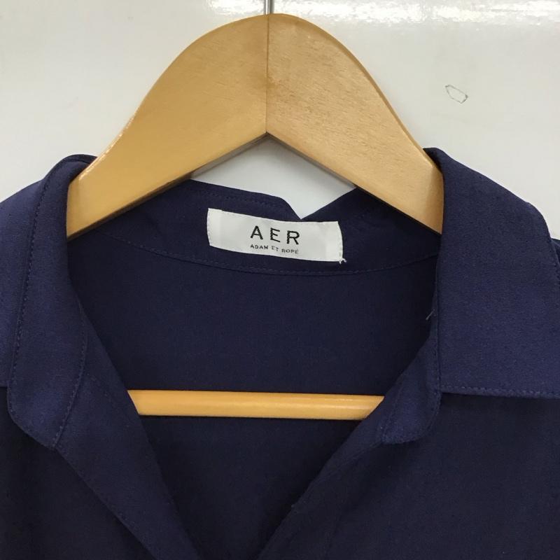 エアー Aer シャツ、ブラウス 半袖 ノースリーブシャツ フロントボタン 38 無地 紺 / ネイビー / navy レディース USED 古着 中古 10158054