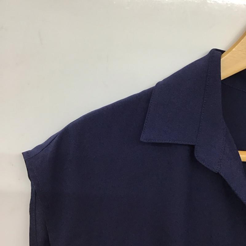 エアー Aer シャツ、ブラウス 半袖 ノースリーブシャツ フロントボタン 38 無地 紺 / ネイビー / navy レディース USED 古着 中古 10158054