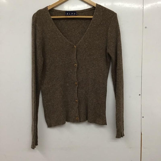 ラルフローレン RALPHLAUREN カーディガン 長袖 長袖ニットカーディガン 前ボタン ノーカラー M 総柄 茶 / ブラウン / brown レディース USED 古着 中古 10158072