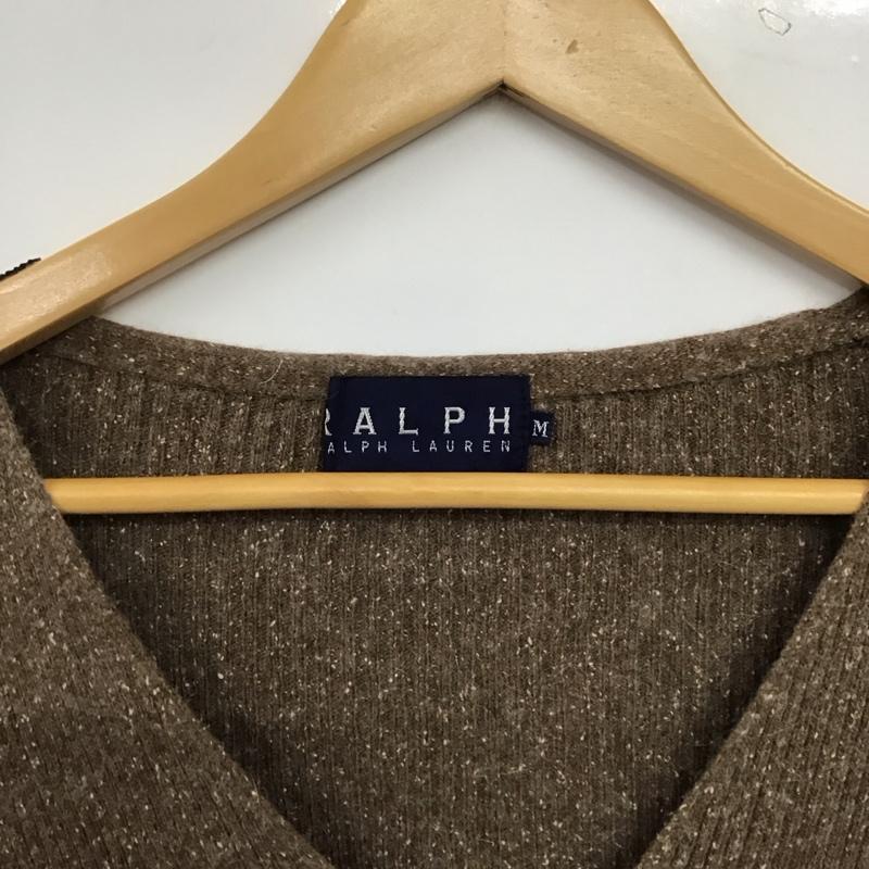 ラルフローレン RALPHLAUREN カーディガン 長袖 長袖ニットカーディガン 前ボタン ノーカラー M 総柄 茶 / ブラウン / brown レディース USED 古着 中古 10158072