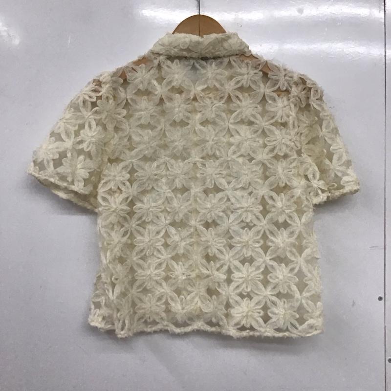ザラ ZARA シャツ、ブラウス 半袖 半袖シャツ シースルーシャツ M 総柄 アイボリー / アイボリー / レディース USED 古着 中古 10158073