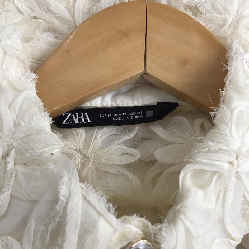 ザラ ZARA シャツ、ブラウス 半袖 半袖シャツ シースルーシャツ M 総柄 アイボリー / アイボリー / レディース USED 古着 中古 10158073