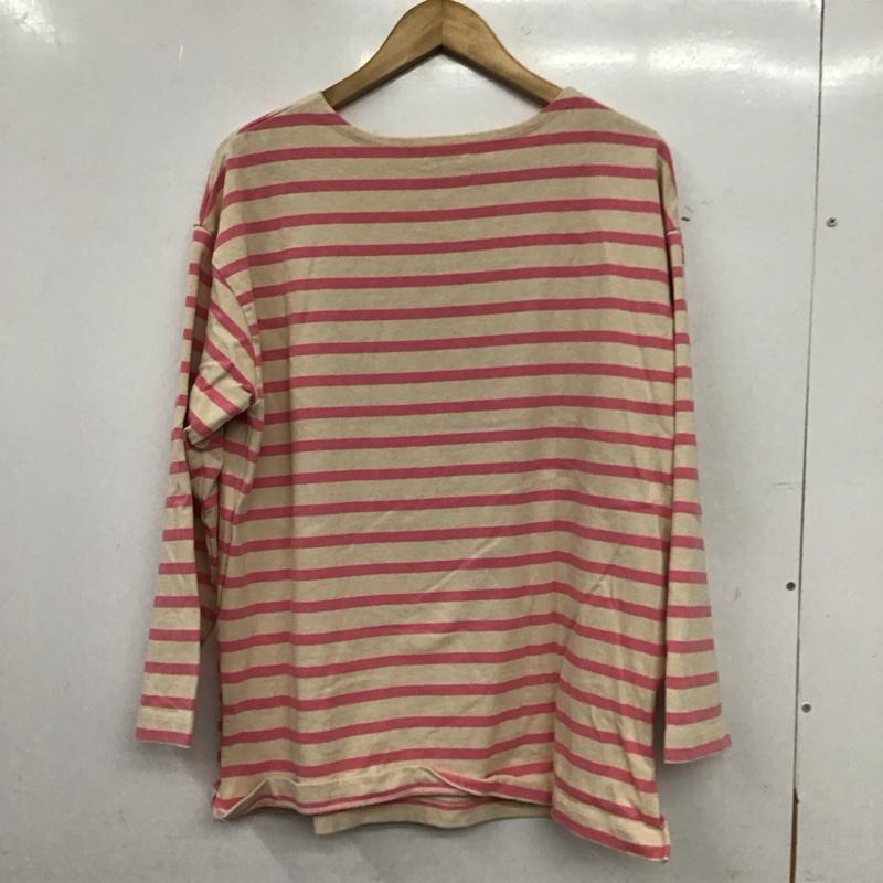 ローリーズファーム LOWRYS FARM カットソー 長袖 長袖カットソー プリントカットソー クルーネック FREE ボーダー柄 アイボリー / アイボリー / X 桃 / ピンク / pink レディース USED 古着 中古 10158098