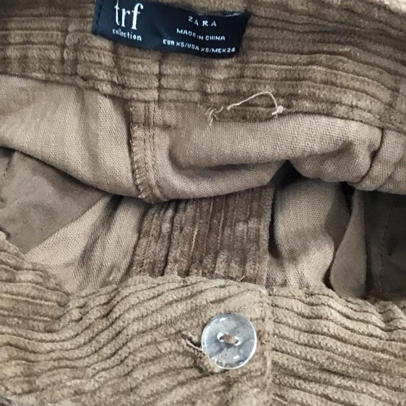 ザラティーアールエフ ZARA TRF スカート ひざ丈スカート コーデュロイスカート スリットスカート XS 無地 茶 / ブラウン / brown レディース USED 古着 中古 10158103