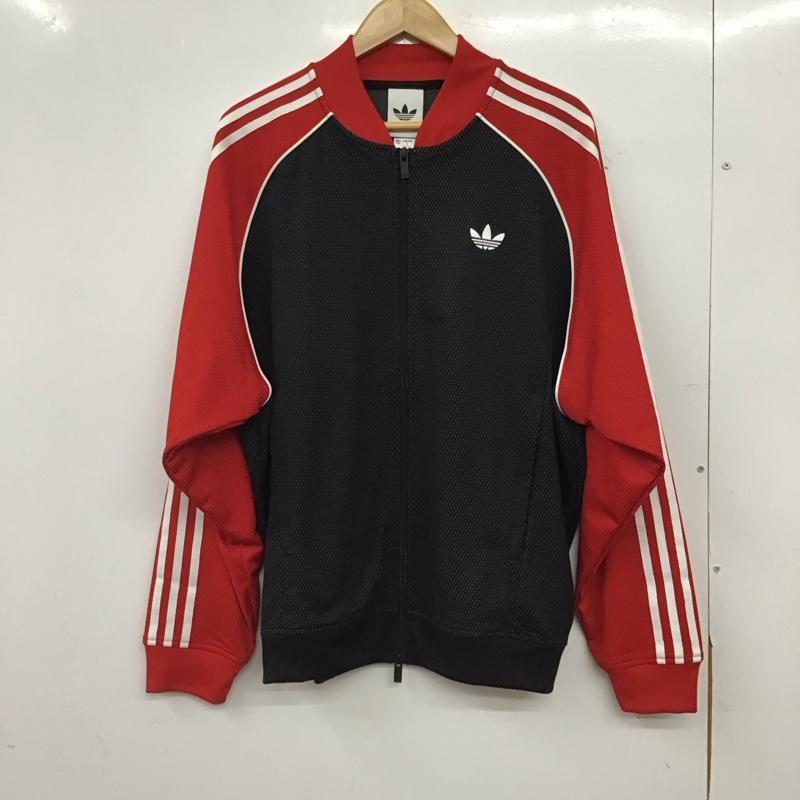 アディダス adidas ジャケット、上着 ジャンパー、ブルゾン ジップアップジャケット アウター ジャージ L ロゴ、文字 赤 / レッド / red メンズ USED 古着 中古 10158108
