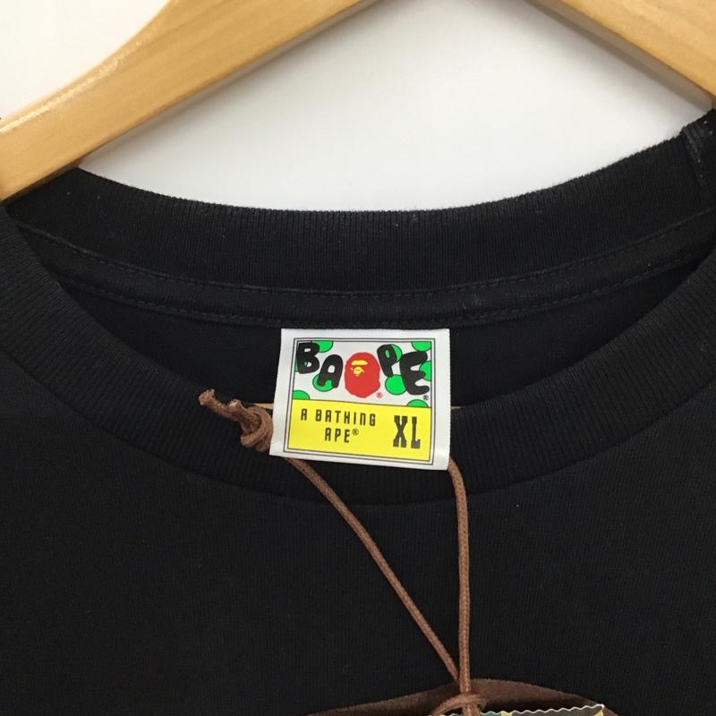 ベイプ BAPE Tシャツ 半袖 半袖カットソー プリントTシャツ クルーネックカットソー XL ロゴ、文字 黒 / ブラック / black メンズ USED 古着 中古 10158110