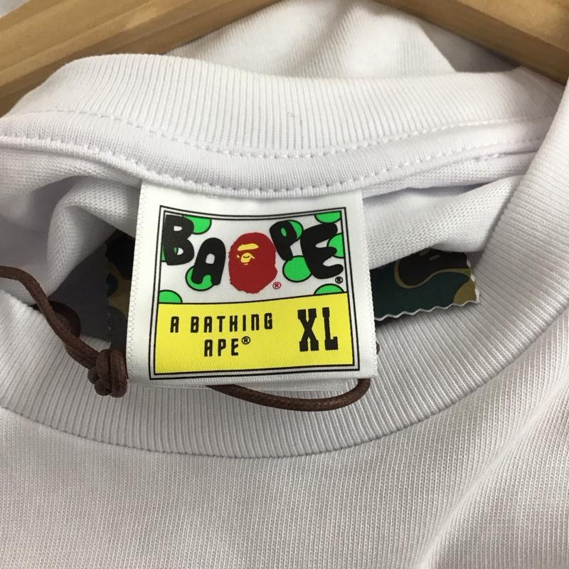 ベイプ BAPE Tシャツ 半袖 半袖カットソー プリントTシャツ クルーネックカットソー XL ロゴ、文字 白 / ホワイト / white メンズ USED 古着 中古 10158111