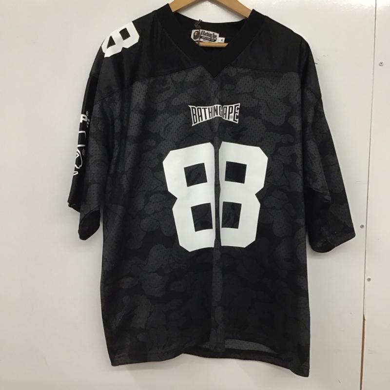 アベイシングエイプ A BATHING APE カットソー 半袖 半袖カットソー プリントTシャツ Vネックカットソー XL ロゴ、文字 黒 / ブラック / black メンズ USED 古着 中古 10158112
