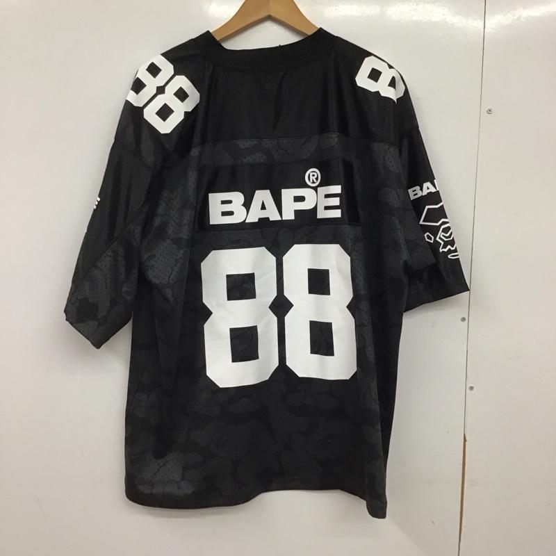 アベイシングエイプ A BATHING APE カットソー 半袖 半袖カットソー プリントTシャツ Vネックカットソー XL ロゴ、文字 黒 / ブラック / black メンズ USED 古着 中古 10158112