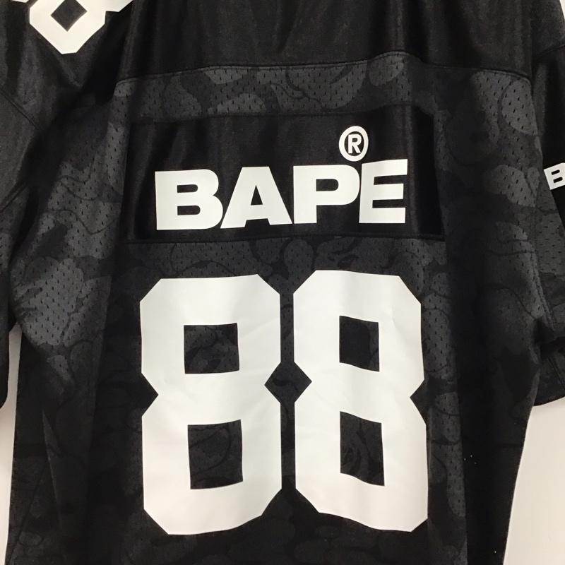 アベイシングエイプ A BATHING APE カットソー 半袖 半袖カットソー プリントTシャツ Vネックカットソー XL ロゴ、文字 黒 / ブラック / black メンズ USED 古着 中古 10158112