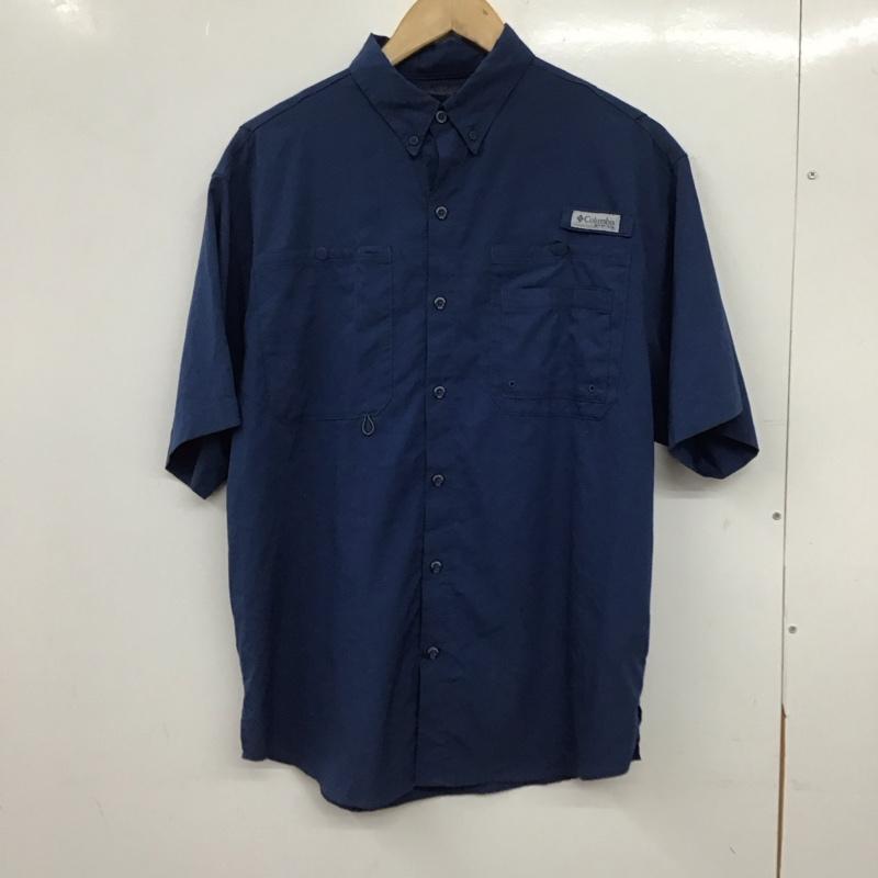 コロンビア Columbia シャツ、ブラウス 半袖 半袖シャツ ポケットシャツ M ロゴ、文字 青 / ブルー / blue メンズ USED 古着 中古 10158116