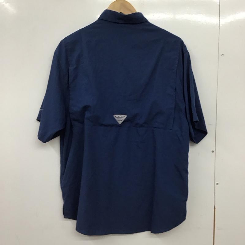 コロンビア Columbia シャツ、ブラウス 半袖 半袖シャツ ポケットシャツ M ロゴ、文字 青 / ブルー / blue メンズ USED 古着 中古 10158116