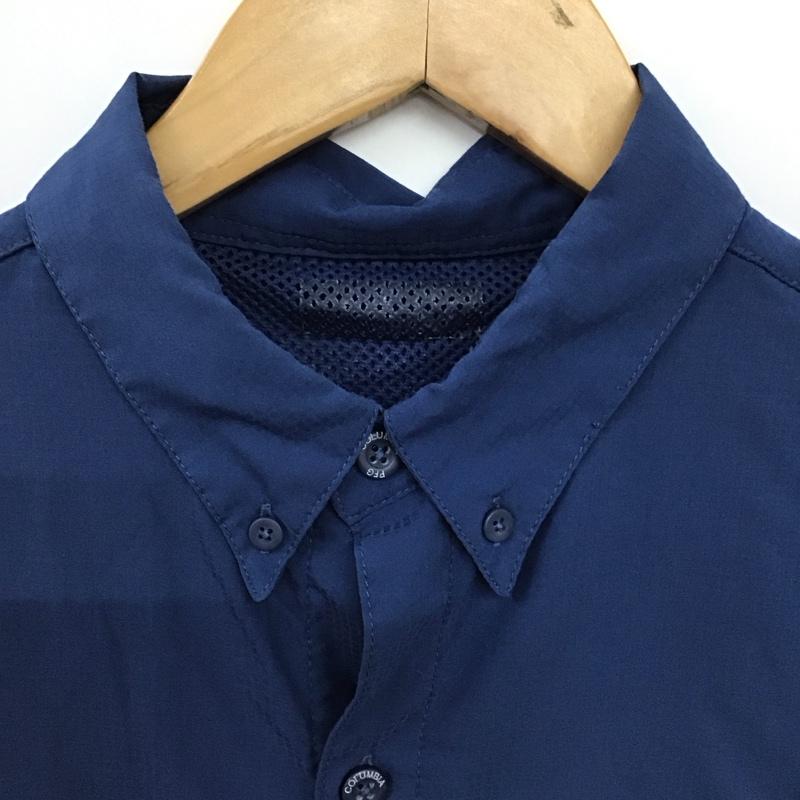 コロンビア Columbia シャツ、ブラウス 半袖 半袖シャツ ポケットシャツ M ロゴ、文字 青 / ブルー / blue メンズ USED 古着 中古 10158116