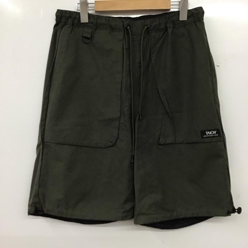タイオン TAION パンツ ショートパンツ ショートパンツ ナイロンパンツ L ロゴ、文字 紺 / ネイビー / navy X カーキ / カーキ / khaki メンズ USED 古着 中古 10158123