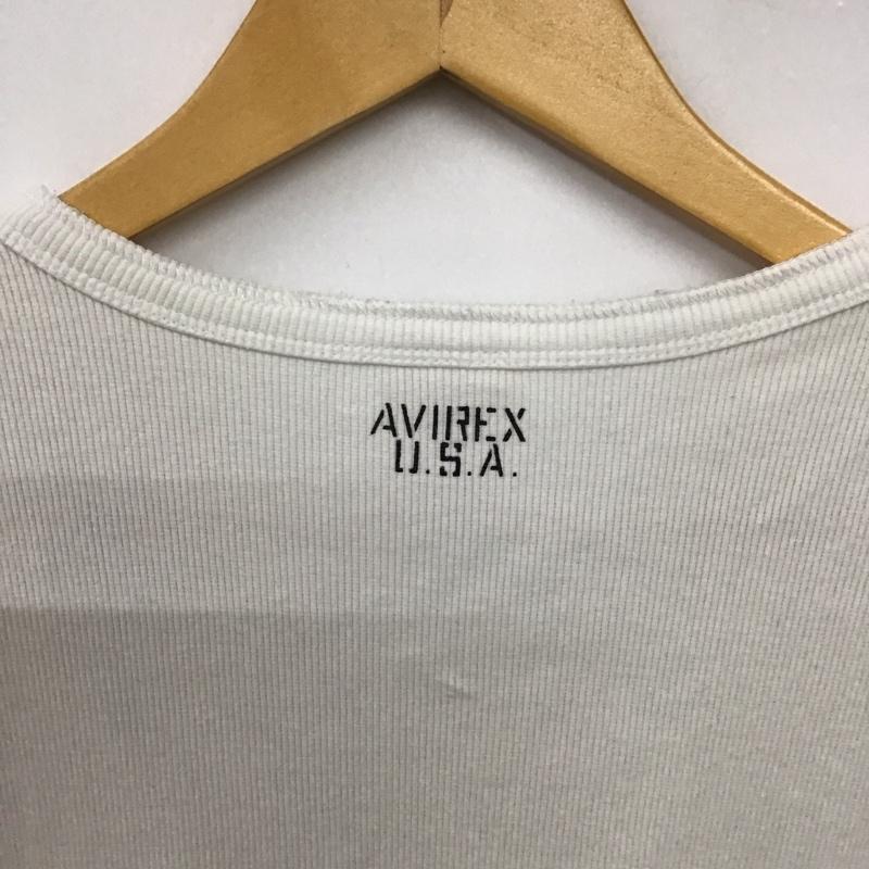 アヴィレックス AVIREX U.S.A. カットソー 長袖 長袖カットソー ヘンリーネックカットソー M 無地 白 / ホワイト / white メンズ USED 古着 中古 10158125