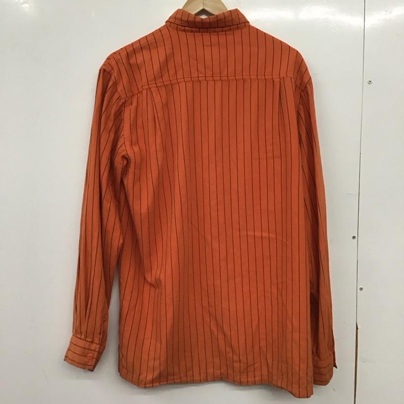 古着 USED シャツ、ブラウス 長袖 長袖シャツ ストライプシャツ カラーシャツ XL ロゴ、文字 橙 / オレンジ / orange メンズ USED 古着 中古 10158126