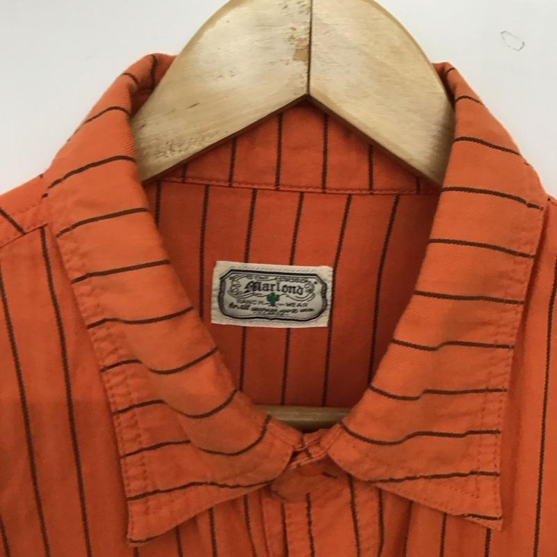 古着 USED シャツ、ブラウス 長袖 長袖シャツ ストライプシャツ カラーシャツ XL ロゴ、文字 橙 / オレンジ / orange メンズ USED 古着 中古 10158126