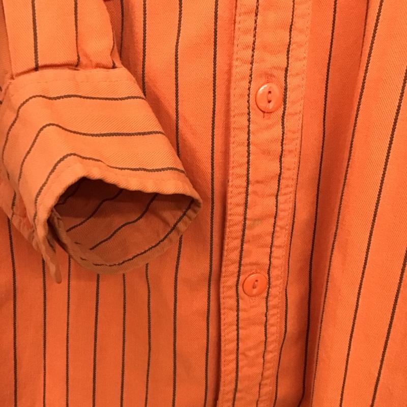 古着 USED シャツ、ブラウス 長袖 長袖シャツ ストライプシャツ カラーシャツ XL ロゴ、文字 橙 / オレンジ / orange メンズ USED 古着 中古 10158126