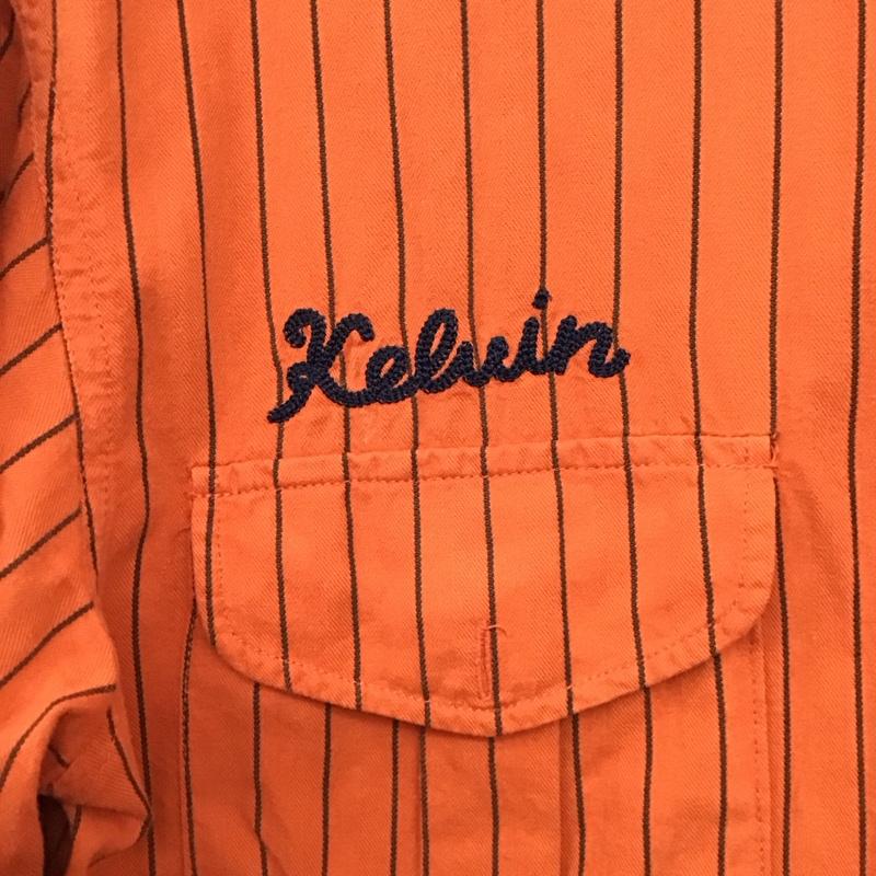 古着 USED シャツ、ブラウス 長袖 長袖シャツ ストライプシャツ カラーシャツ XL ロゴ、文字 橙 / オレンジ / orange メンズ USED 古着 中古 10158126