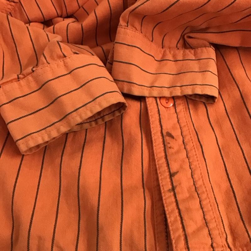古着 USED シャツ、ブラウス 長袖 長袖シャツ ストライプシャツ カラーシャツ XL ロゴ、文字 橙 / オレンジ / orange メンズ USED 古着 中古 10158126