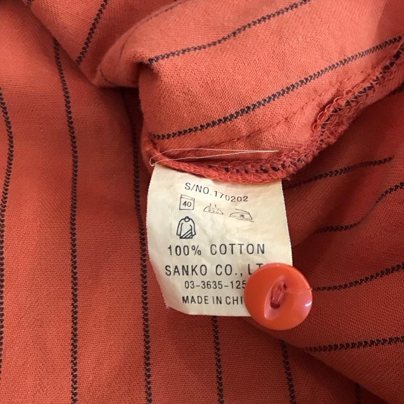 古着 USED シャツ、ブラウス 長袖 長袖シャツ ストライプシャツ カラーシャツ XL ロゴ、文字 橙 / オレンジ / orange メンズ USED 古着 中古 10158126