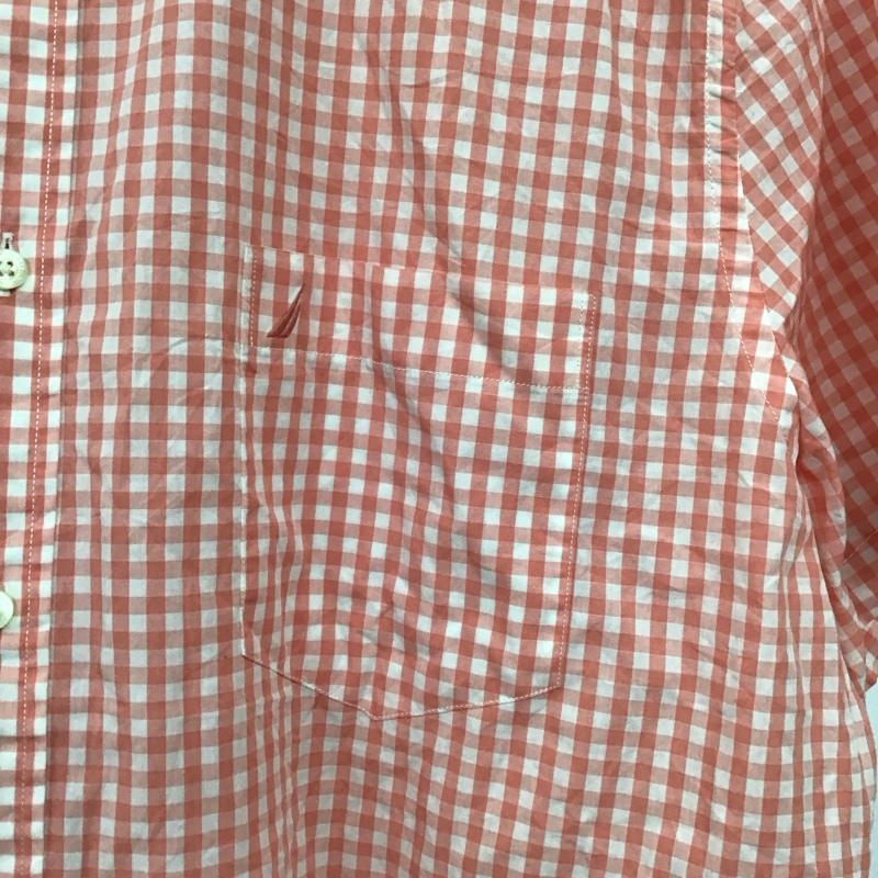 ノーティカ NAUTICA シャツ、ブラウス 半袖 半袖シャツ プリントシャツ ポケットシャツ XL チェック 白 / ホワイト / white X 桃 / ピンク / pink メンズ USED 古着 中古 10158136